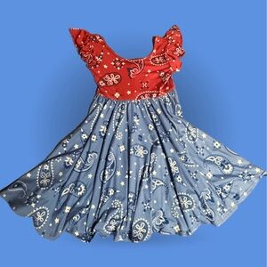 Dot Dot Smile DDS Empire Twirl Red Blue Paisley 4th of July - Size 5/6